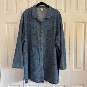 J Jill Out of the Blue Denim snap front tunic length shirt Size 3X
